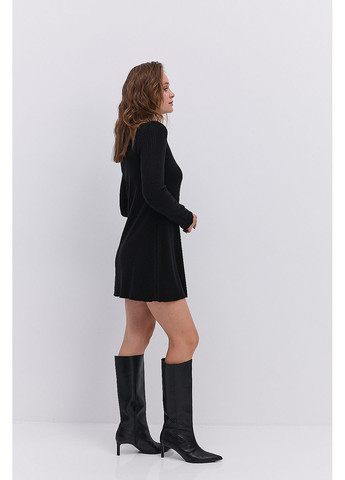 Чорна коротке трикотажне плаття в рубчик Arjen