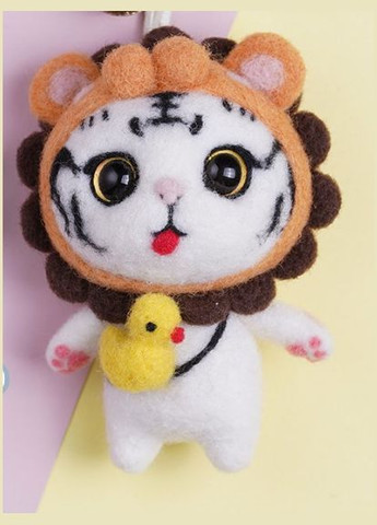 Набір для валяння Кіт Левеня + підставка на пружині + інструменти + брелок No Brand 3145 (316087453)