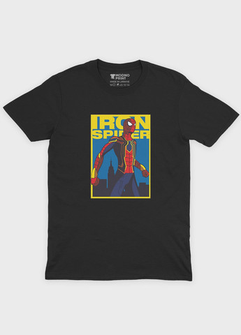 Черная демисезонная футболка для мальчика с принтом супергероя - человек-паук (ts001-1-bl-006-014-028-b) Modno