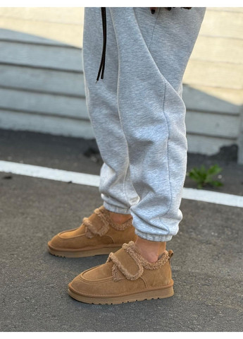 Зимние зимние женские ботинки на липучках натуральная замша теплые на меху комфортные мокасины рыжие No Brand