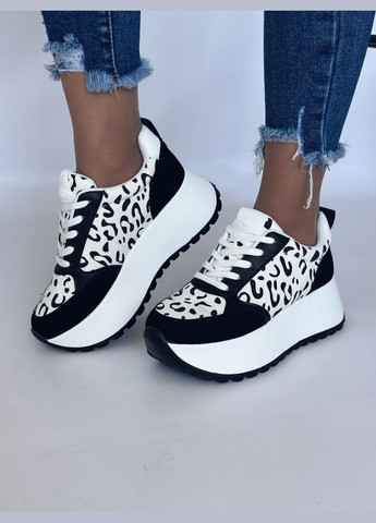 Стильні жіночі кросівки No Brand чорно-білі демісезони (302224764)