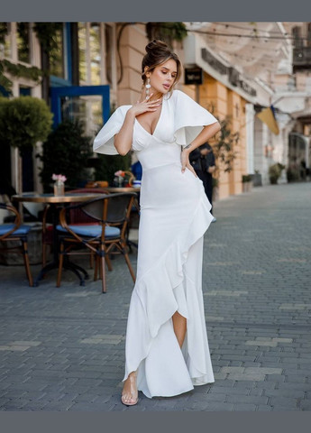 Белое вечернее платье футляр Annita однотонное