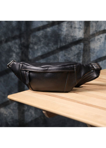 Бананка для чоловіків з натуральної зернистої шкіри чорна34×12×4 см 23127 Shvigel (362417691)