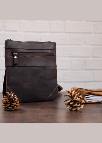 Сумка мужская через плечо кожаная 11018 Коричневая Shvigel (302007536)