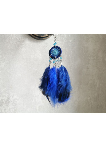 Авторские серьги "Ловец снов" с перьями синего цвета Dream Studio (363057477)