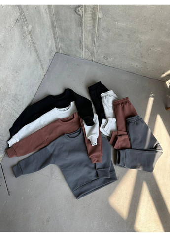 Коричневий зимній осіння колекція — базовий теплий спортивний костюм брючний queensleep_7km 135