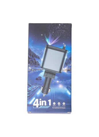 Автомобильное зарядное устройство с LED-проекцией быстрая зарядка с выдвижными кабелями Lightning USB-C для смартфонов планшетов ProDobro (364191628)