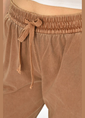 Джинсы женские полубатальные прямые коричневого цвета Let's Shop - (347623011)