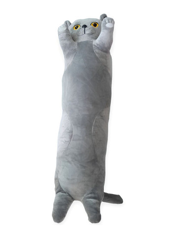 Кот батон 110 см с объемной мордочкой 3Д 3D мягкая игрушка антистресс подушка плюшевый котик обнимашка серый No Brand (289370333)