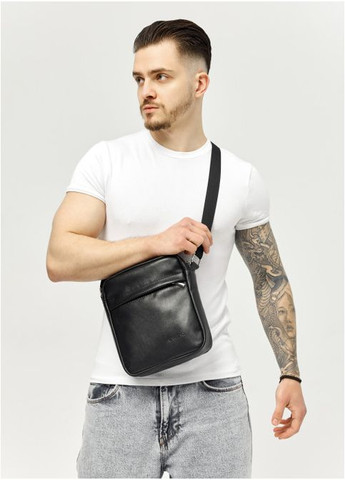 Чоловіча сумка месенджер через плече з натуральної шкіри Чорна (1004019723) Sambag (361244912)