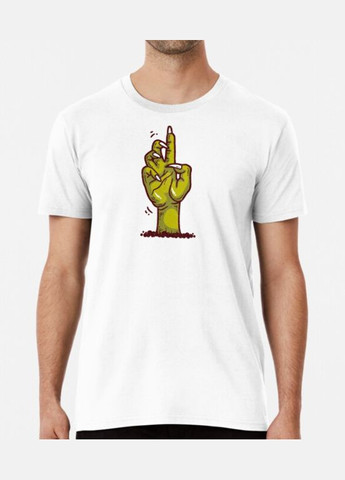 Белая мужская футболка с принтом рука зомби хэллоуин Stedman