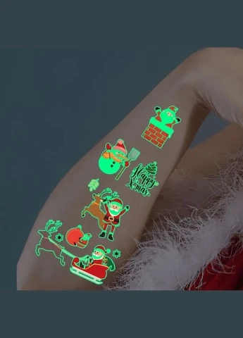 Набор временных тату "Рождество №2" светящиеся kidstatto-set10-2-christmass 12 х 7 см Fresh Tattoo (315351997)