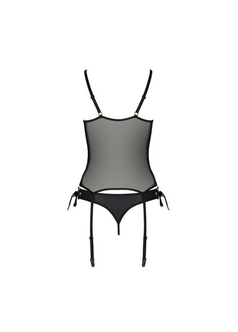 Корсет со шнуровкой NESSY CORSET XXL/XXXL black, стринги с открытым доступом, пажи для панч Passion (369951650)