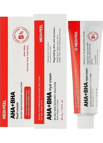 Крем пилинг для лица восстанавливающий с кислотами 30 мл Medi Peel AHA BHA 28 Days Hyal Cream Medi-Peel (367585904)