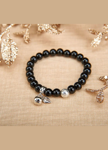 Браслет на гумці натуральний Кварц Чорний, Лава +підвіска Гарбузик, гіп-ний сплав колір срібло d-8мм+- L-18см No Brand Браслет (324836249)