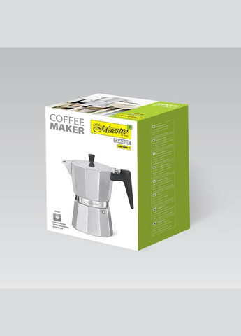 Кофеварка гейзерная алюминиевая 450 мл на 9 чашек (MR-1666-9) Maestro (334008620)