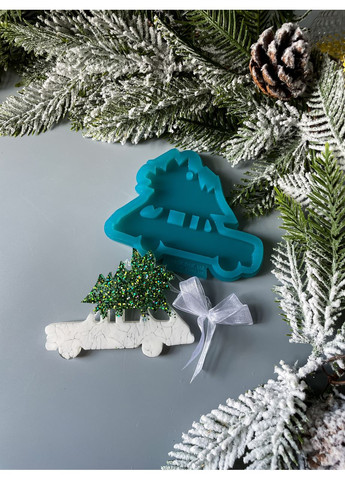 Молд Машина с елкой на крыше для новогодних игрушек на елку силиконовая форма для эпоксидной смолы No Brand (370566862)