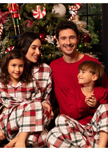 Красная зимняя пижама детская унисекс фланелевая хлопчатобумажная теплая зимняя премиум качество фемели лук подарок кофта + брюки Cyberjammies Blaze