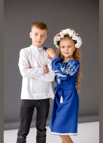 Синяя платье вышиванка детское ласточка синяя (359472906)