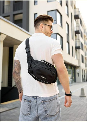 Сумка на пояс через плече чоловіча текстильна Чорний 35569 Sambag (334673951)