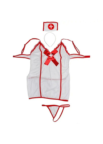 Білий еротичний прозорий ігровий костюм "медсестра" — ролеві костюми No Brand