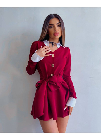 Красное праздничный, коктейльное, вечернее новинка - комбез-платье с золотой фурнитурой бэби долл queensleep_7km