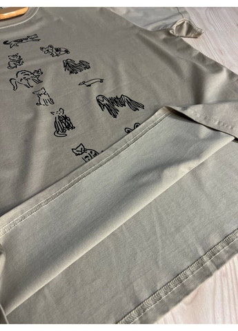 Футболка женская A-N 2358 оверсайз с рисунком животных на спине No Brand - (329694208)