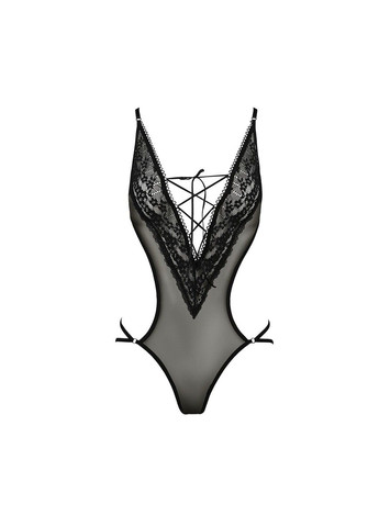 Боді монокіні — Erza Body Black, з мереживною вставкою, шнурівкою та відкритою спинкою Passion (334305567)