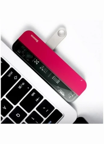 USB-Hub Transparent Series Type-C Multifunctional HUB Adapter Red Baseus (302734317)