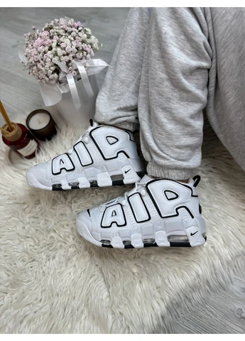 Белые летние кроссовки nike air more uptempo white black найк аир мор уптемпо No Brand