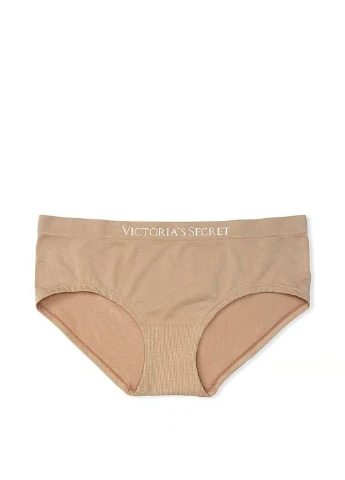 Трусики-хипстер женские с микрофибры Seamless Hiphugger Panty бежевые Victoria's Secret (347613992)