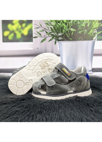 Серые повседневные босоножки детские сандалии для мальчика Kimboo на липучке