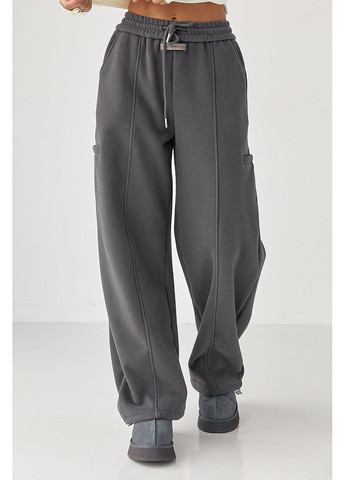 Однотонные теплые спортивные штаны с затяжками внизу Lurex (368276478)