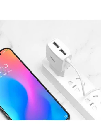 Сетевое зарядное устройство double port charger for Micro 10.5W White (6931474707956) Hoco C59A Mega joy (361348121)