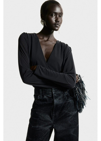 Боди-стринги женские с V-образным вырезом (58748) XS Черный H&M (370021647)