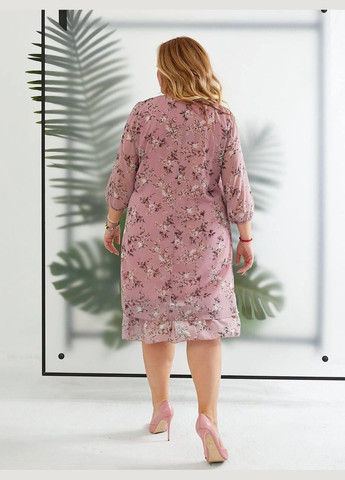 Светло-розовое джинсовое платье женское леди совершенство летнее sf-459 светло-розовый, 50 Sofia с рисунком