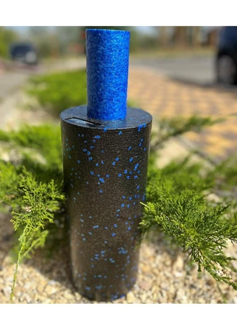 Оригинал! Масажний ролик (роллер) гладкий PP-4348 2 in 1 EPP Foam Roller Чорно/Синій (33x14см.) PowerPlay (397578968)