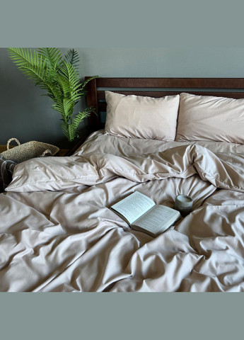 Комплект постельного белья Однотонное полисатин полуторный 150х220/50х70 см Бежевое No Brand (307355974)