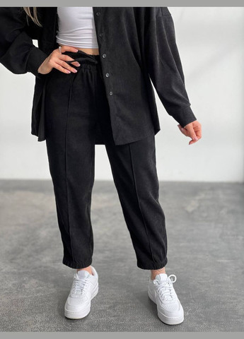 Шикарний чорний якісний костюм двійка (сорочка+штани) з мікро-вельвету ідеально підходить для прогулянки ввечері No Brand 082 (285785903)