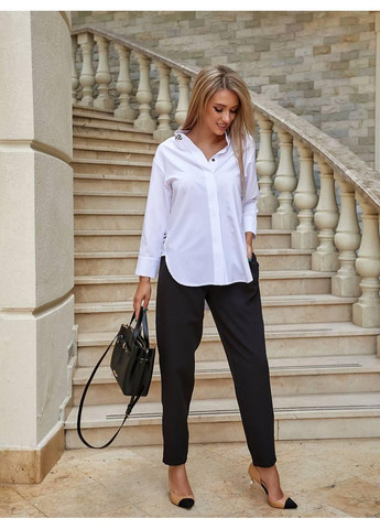 Комбінована блуза подовженного крою, арт. 454/1, біла KHAN