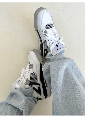 Сірі Осінні кросівки чоловічі nike air jordan 4 white grey black найк аір джордан No Brand