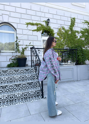 Серая повседневный, кэжуал рубашка в клетку No Brand с длинным рукавом