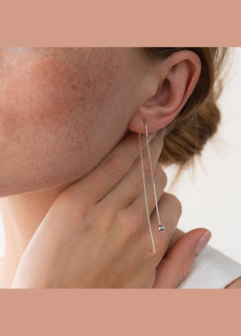 Сережки Кульки у білому золоті на ланцюжку с07985 Oniks (264022918)