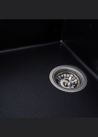 Гранітна мийка для кухні 6550 LOTOS матовий Чорний металік Platinum (269794667)