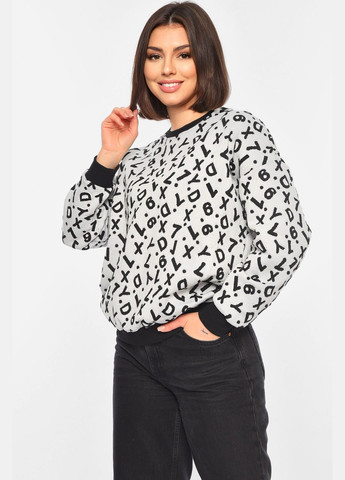 Сірий демісезонний светр жіночий сірого кольору з принтом пуловер Let's Shop