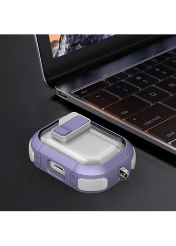 Футляр протиударний Locking Button для навушників Airpods Pro Light Purple No Brand (361077889)