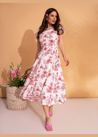 Бордовое платье 14702 бело-бордовое ISSA PLUS однотонное