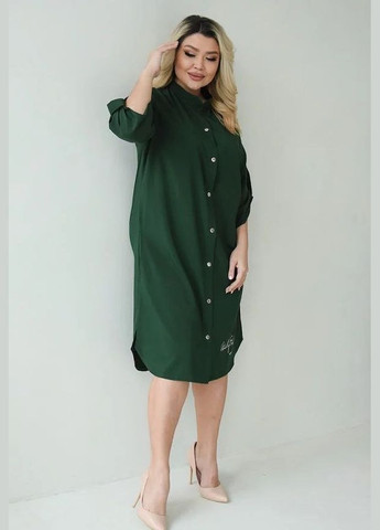 Зеленое женское платье-рубашка цвет бутылка р.50/52 454582 New Trend