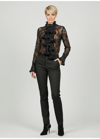 Чёрная женская блуза из органзы с шарфом lw-116679-3 черный Forza Viva