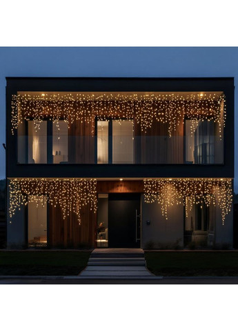 Уличная гирлянда Бахрома 25 м 405 LED черный провод Желтый 25MBY No Brand (369478045)